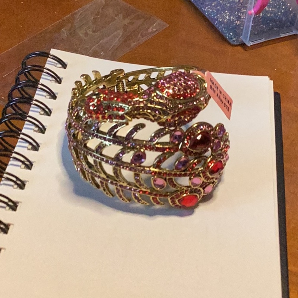 Beautiful Austrian Crystal Peacock Bangle Bracelet